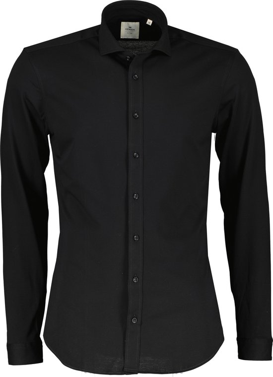 Hensen Overhemd - Body Fit - Zwart - XL