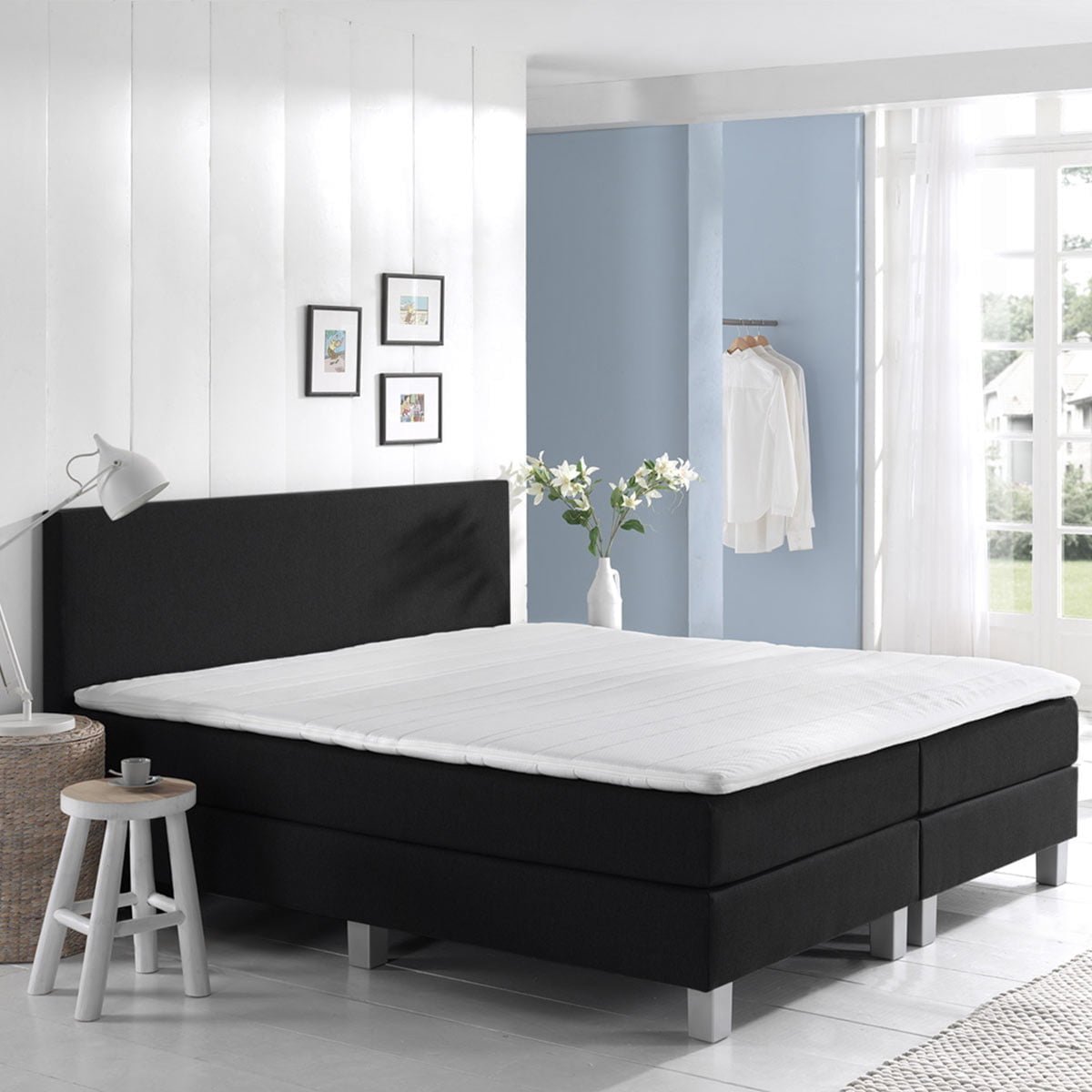 Boxspring Basic 2-persoons 140x200 cm Zwart stof - - Boxspring - €397,00