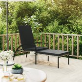 The Living Store Ligstoel - Comfortabele tuinmeubelen - 195 x 60 x 55-102 cm - Grijs rattan - Antraciet kussen