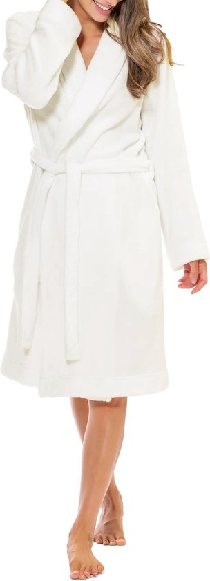 HL-tricot dames badjas fleece - Beige - XL .