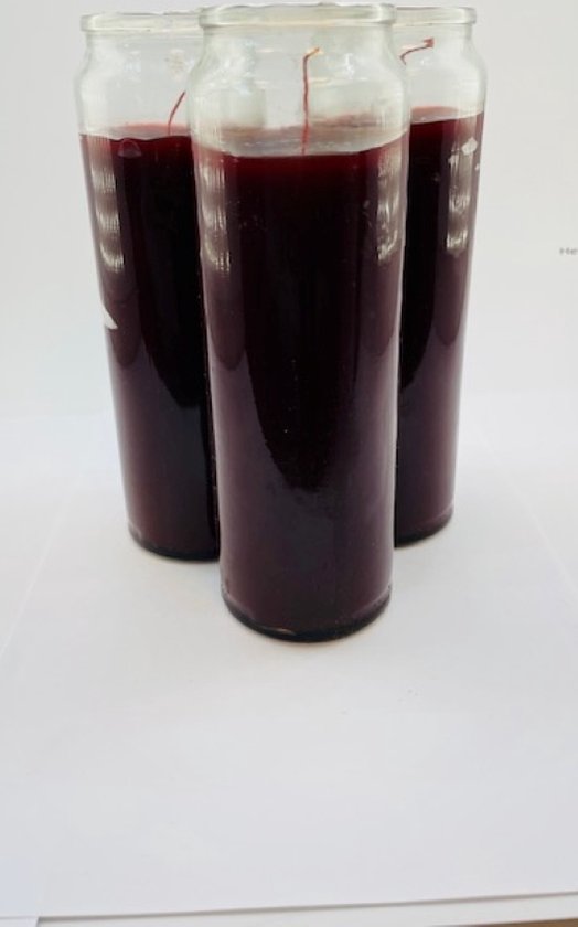 3 x 7 daagse kaars in glas kleur Bordeaux rood (sfeer / ritueel) lengte 20 cm breedte 6,5 cm