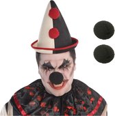 Verkleed neus horrorclown - 3x - fopneus - zwart - Halloween verkleed accessoires