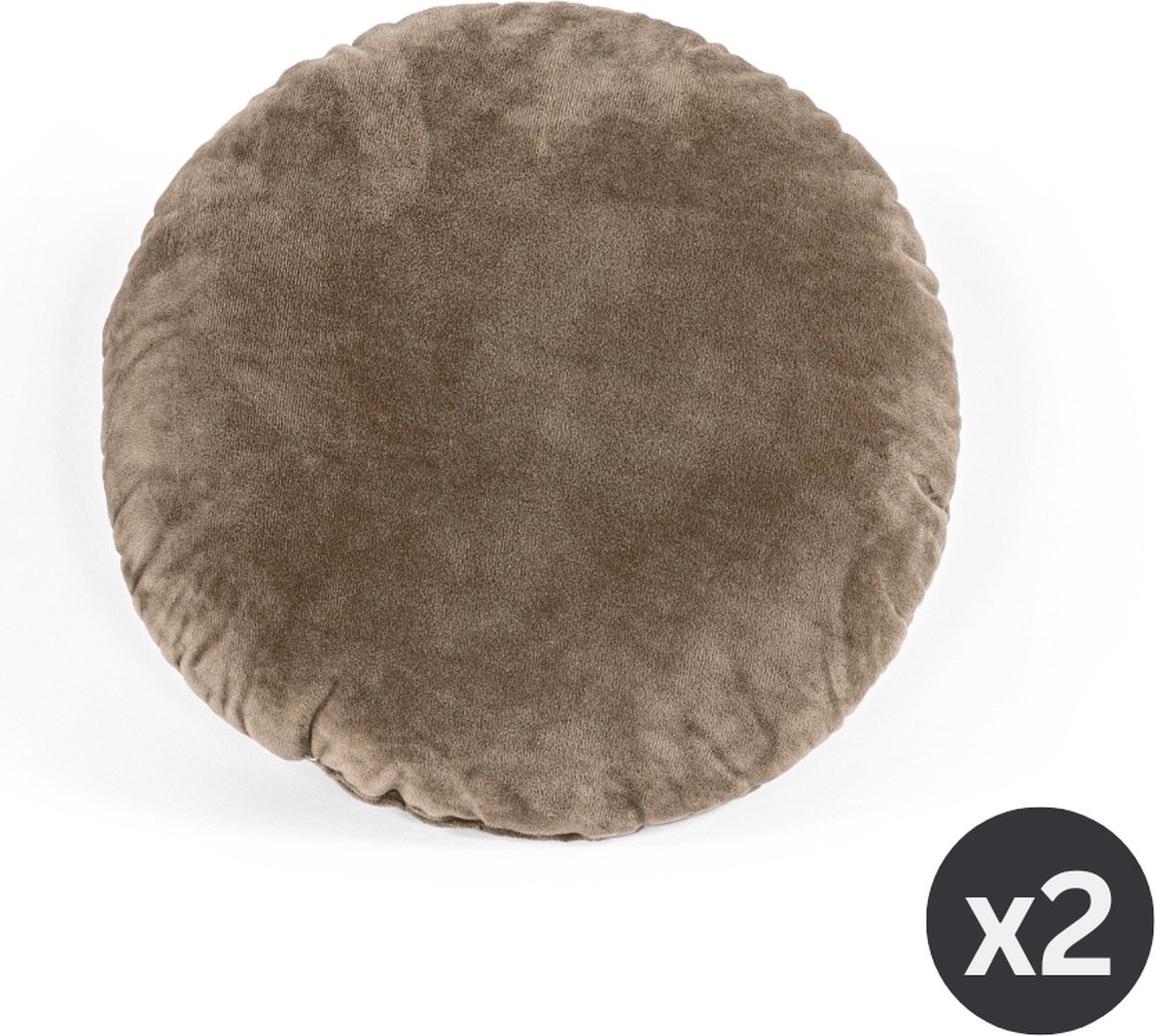 TISECO HOME STUDIO - Kussen (gevuld) - CRYSTAL VELVET - 100% polyester - Rond - 38 cm - Taupe