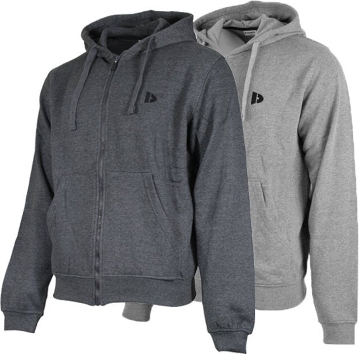 2-Pack Donnay - Sweatvest met capuchon (Bruce) - Sportvest - Heren - Charcoal-marl/Silver-marl (540) - maat XXL
