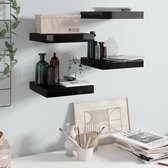 The Living Store Wandplanken Set - Trendy - Wandplanken - 23 x 23.5 x 3.8 cm - Ken- Onzichtbaar montagesysteem - Kleur- Hoogglans zwart - Materiaal- Honingraat MDF en metaal