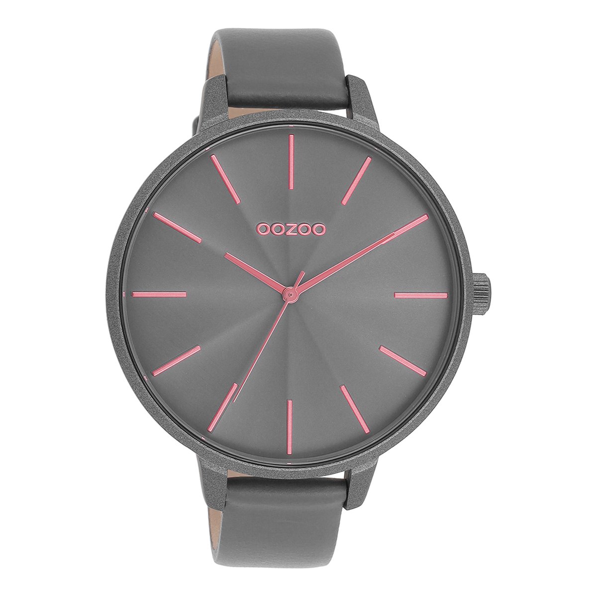 OOZOO Timepieces - Rook grijze OOZOO horloge met rook grijze leren band - C11254