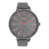 OOZOO Timepieces - Rook grijze OOZOO horloge met rook grijze leren band - C11254