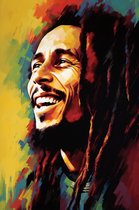 Bob Marley Poster | Bob Marley Portret | Muziek Poster | Reggae Poster | 51x71cm | Woondecoratie | Muurposter | CW | Geschikt om in te lijsten