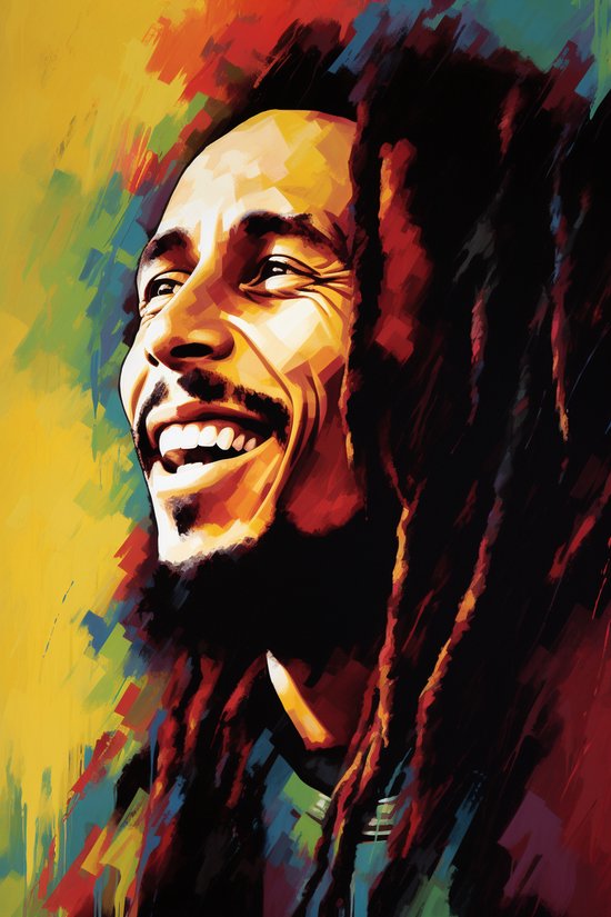 Bob Marley Poster | Bob Marley Portret | Muziek Poster | Reggae Poster | 51x71cm | Woondecoratie | Muurposter | CW | Geschikt om in te lijsten
