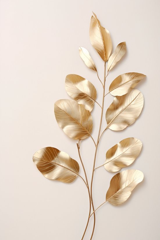Gouden Blaadjes Poster | Interieur Poster | Gouden Blaadjes | Abstract Poster | Sfeerposter | Decoratie Poster | 50x70cm | Woondecoratie | Muurposter | S940CW | Geschikt om in te lijsten