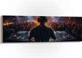 Hout - Dj achter Dj Booth voor Vol Publiek - 120x40 cm - 9 mm dik - Foto op Hout (Met Ophangsysteem)