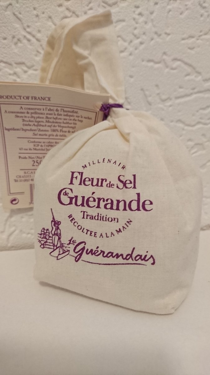 Goedkoopste Le Guérandais Fleur de sel linnen zakje 250 gram Bloemzout Keltisch zeezout