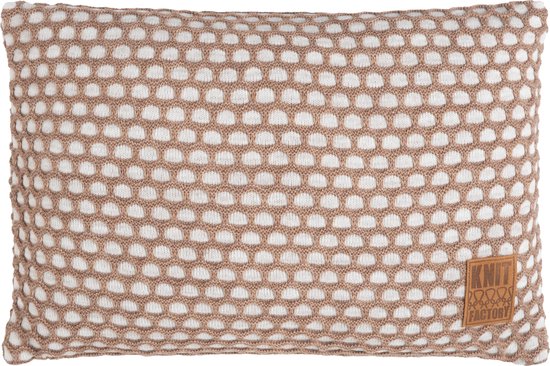Knit Factory Mila Sierkussen - Beige/Marron - 60x40 cm - Kussenhoes inclusief kussenvulling
