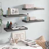 The Living Store Wandplankenset - Trendy honingraat MDF en metalen frame - 50 x 23 x 3.8 cm - Hoogglans grijs