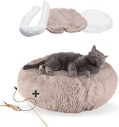 AdomniaGoods - Luxe kattenmand - Hondenmand - Antislip kattenkussen - Wasbaar hondenkussen - Bruin 40 cm