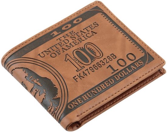 Allesvoordeliger portemonnee 100 dollar bruin