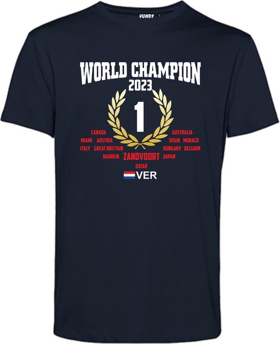 T-shirt GP Won & World Champion 2023 – Max Verstappen (Navy)