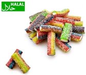 Mini, zure, gevulde, regenboog pencils 1 kilo Halal