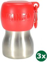 Kong h2o drinkfles rvs rood 3x 280 ml
