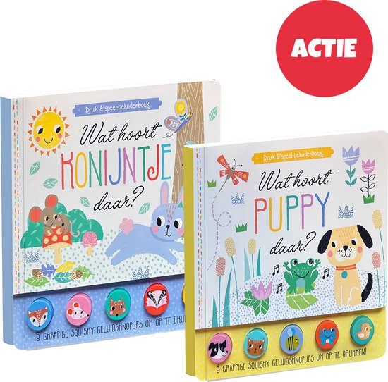 Geluidenboek voordeelbundel - 2 geluidenboeken voor de kleine handjes - Met zachte knopjes - Geluidenboekjes peuters - Cadeau jongen / meisje - 1 jaar / 2 jaar / 3 jaar