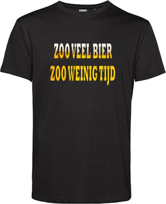 T-shirt Zoo veel bier Zoo weinig tijd | Oktoberfest dames heren | Carnavalskleding heren dames | Foute party | Zwart | maat S