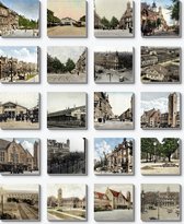 Maastricht het station rond 1900 | 24 canvas fototegels 20x20cm | makkelijk ophangen zonder boren