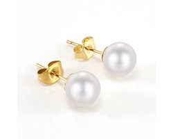 Plux Fashion Parel Stekers Oorbellen - Goud - 10mm - Heren - Dames - Sieraden - Gouden Oorbellen - Stekers Oorbellen - HipHop Oorbellen - Sieraden Cadeau - Luxe Style - Duurzame Kwaliteit - Halloween - Oktoberfeest