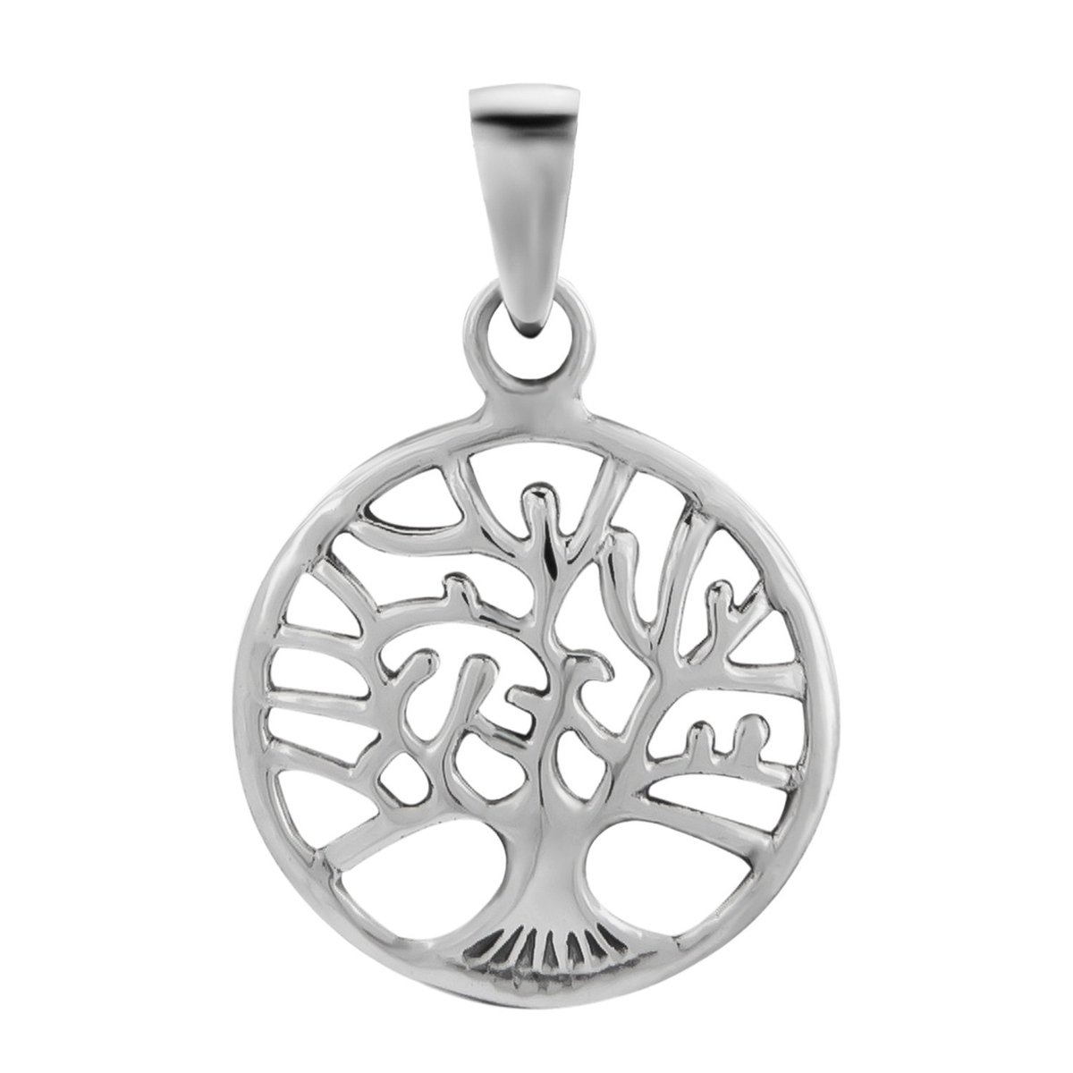 Zilveren hanger, cirkel met levensboom