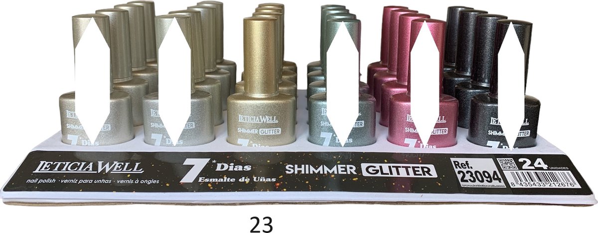Leticia Well - Shimmer Glitter Nagellak - Goud met glitters - 1 flesje met 13 ml inhoud - Nummer 23