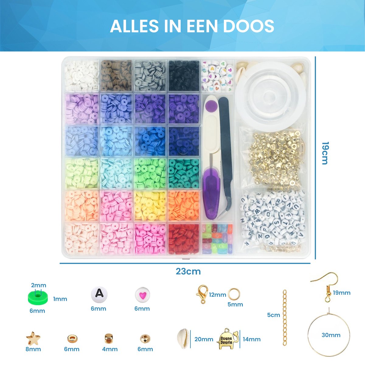 YONO Kralen Set Kinderen 6000-delig - Knutselen Meisjes - Sieraden Maken Pakket - Kettingen - Armbanden - Oorbellen - Knutselpakket XL — afbeelding 3