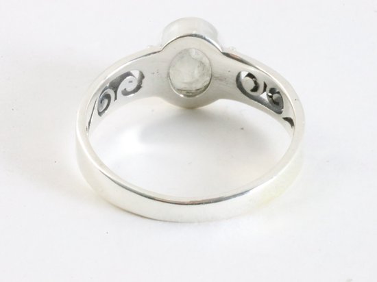 Bague fine ajourée en argent brillant avec pierre de lune arc-en-ciel - taille 17,5
