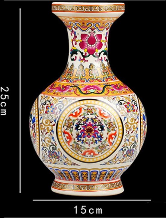 fanquare Jingdezhen rustieke pastel gemberpot vaas, perzik keramische bloemenvaas, hoogte 25 cm