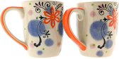 Tasses - Tasse à café - Tasse à thé - Tasses à Thee - Tasses Ensemble de 2 - Céramique - Peint à la main - Violet et Orange