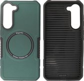 Hoesje Geschikt voor de Samsung Galaxy S23 - Schokbestendige Telefoonhoesje Geschikt voor MagSafe - Donker Groen
