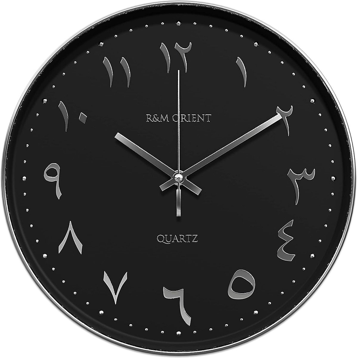 Horloge murale ronde unique pour chambre d'enfant, horloge silencieuse pour salle de classe, chambre à coucher, décoration à quartz sans tic-tac, fonctionne avec piles, facile à lire (couleur : noir, taille