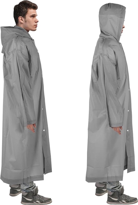 Welsberg Regenjas met Capuchon en Mouwen Herbruikbaar, Ademend (Kleur Zilver) - Regenponcho - Regenkleding voor Volwassenen Universeel - Regenpak Dames - Regenjas Dames Waterdicht - Regenjas Dames Lang Model - Fietsponcho