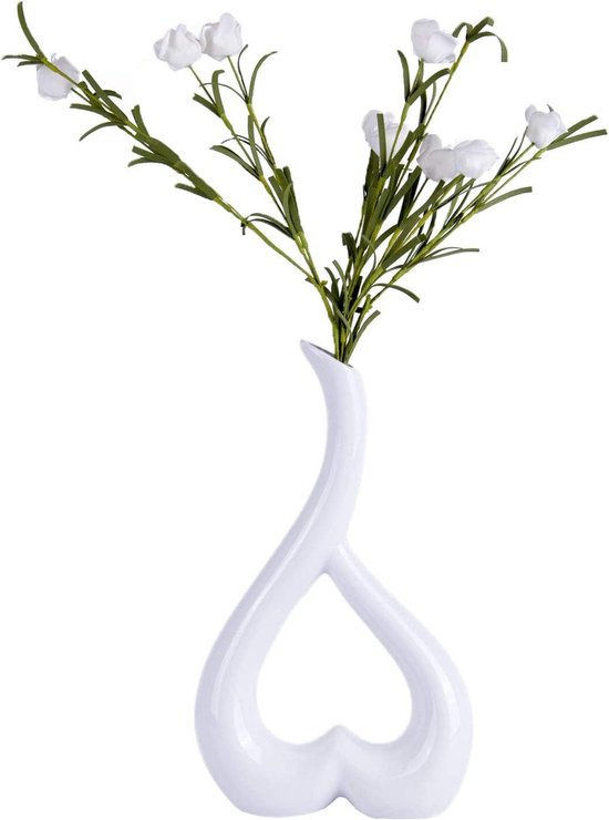 Decoratieve vaas, wit keramiek, 26 cm