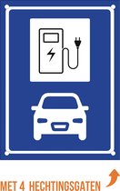 Pictogram/ bord aluminium | Parking elektrische wagens | 27 x 36 cm | Met 4 boorgaten | Parkeren | Laadpaal | Oplaadstation | Laad station | Laden | Auto opladen | Eco | Voorbehouden | Parkeersignalisatie | 1 stuk