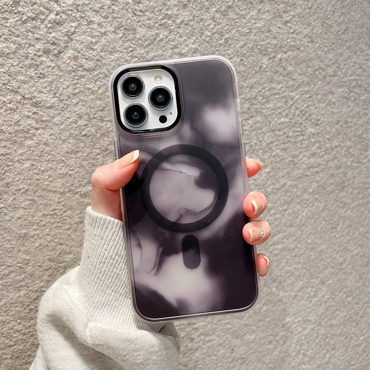 Apple iPhone 14 Pro Max Magnetisch Hoesje Magsafe - Magneet Case Met Ring multicolor - zwart