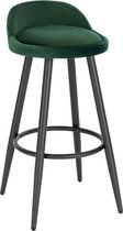 Velvet Barkruk Radus - Barstoelen ergonomisch - Set van 1 - Donkergroen - Met kleine rugleuning - Voor Keuken & bar - Zithoogte 69cm