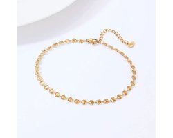 Plux Fashion Bloem Enkelbandje - Goud - 4mm/20cm + 4cm verlengstuk - Sieraden - Enkelbandje Goud - Stainless Steel - Enkelbandjes Dames - HipHop Enkelband - Schakel Enkelband - Sieraden Cadeau - Luxe Style - Duurzame Kwaliteit - Moederdag Cadeau