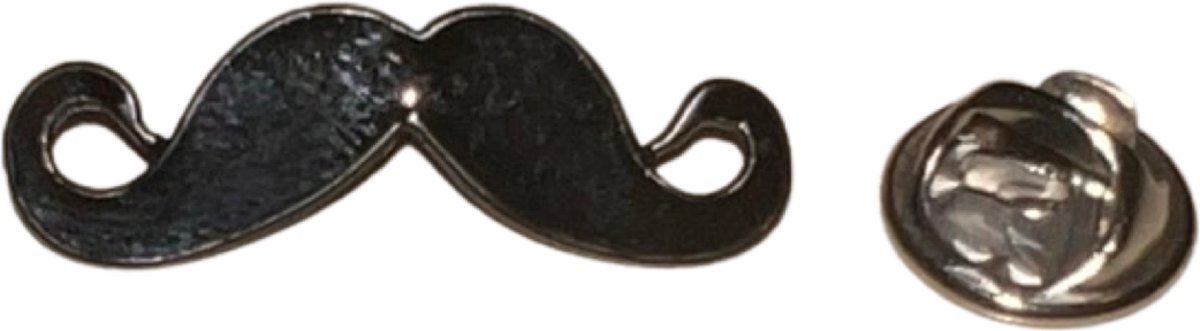 Moustache Snor Krulsnor Emaille Pin 2.7 cm / 1 cm / Zwart