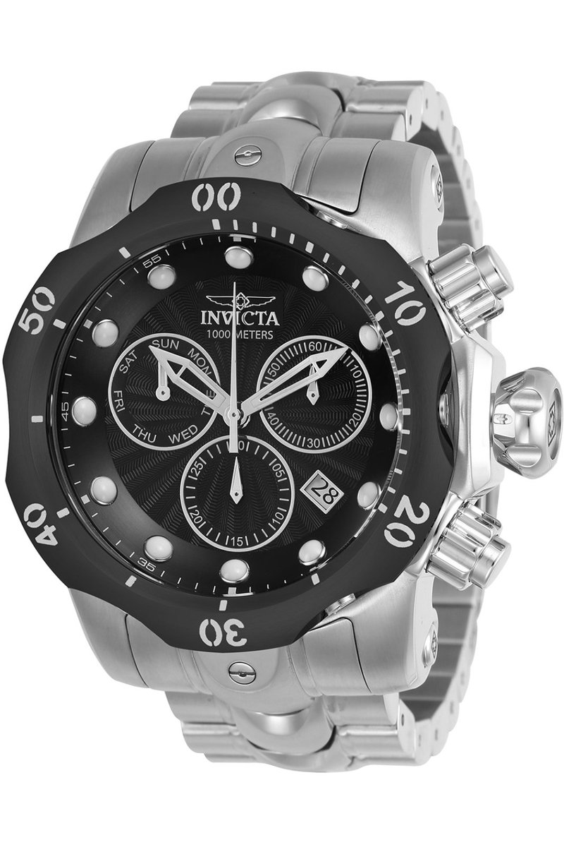 Invicta Venom 23888 Heren Horloge - Waterdicht - Analoog - Quartz Uurwerk - Roestvrij Staal met zwarte Wijzerplaat -54mm