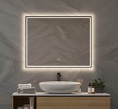Badkamerspiegel met directe en indirecte verlichting, verwarming, instelbare lichtkleur en dimfunctie 90×70 cm