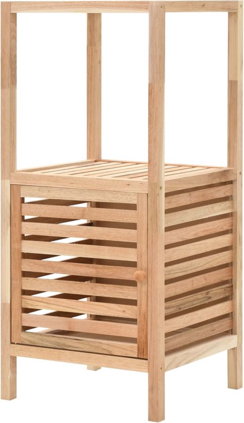 The Living Store Houten Opbergkast - Badkaast - 39.5 x 35.5 x 86 cm - massief walnotenhout en multiplex