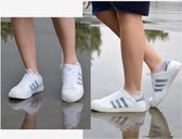 Siliconen overschoenen tegen de regen - Wit Laag - Herbruikbare waterdichte covers - Sneaker en schoen beschermers - antislip - 2 paar - Large