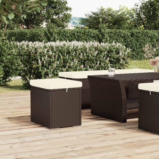 The Living Store Hocker PE Rattan - 40x30x40