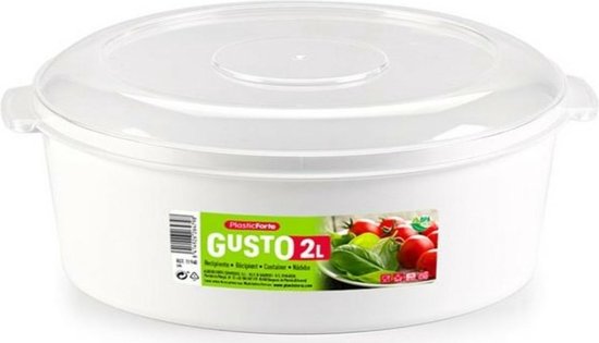 Plat à micro-ondes Plastic Forte - 2 litres - blanc/transparent - plastique - sans BPA