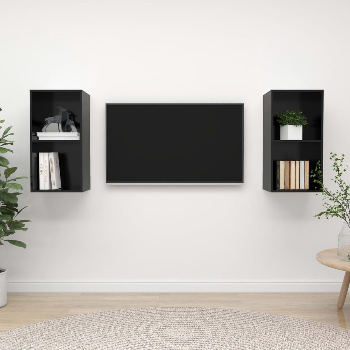 vidaXL Meuble TV suspendu Blanc brillant 80x36x25 cm Bois d