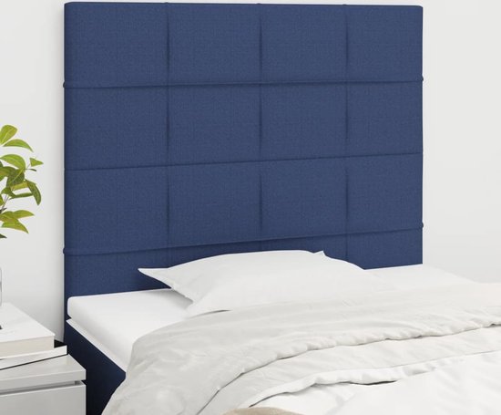 The Living Store Hoofdbord - Stijlvol ontwerp - Duurzaam materiaal - Stevige poten - Verstelbare hoogte - Comfortabele ondersteuning - Kleur- blauw - Afmetingen- 100 x 5 x 118/128 cm - Levering- 2 x hoofdeind